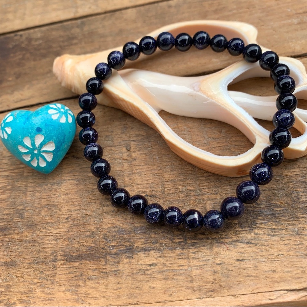 ✨BLUE SANDSTONE BEAD BRACELET 6mm✨